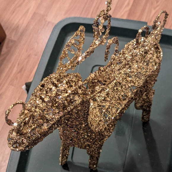 Gold Glitter Reindeer Figurine - Picture 5 of 6